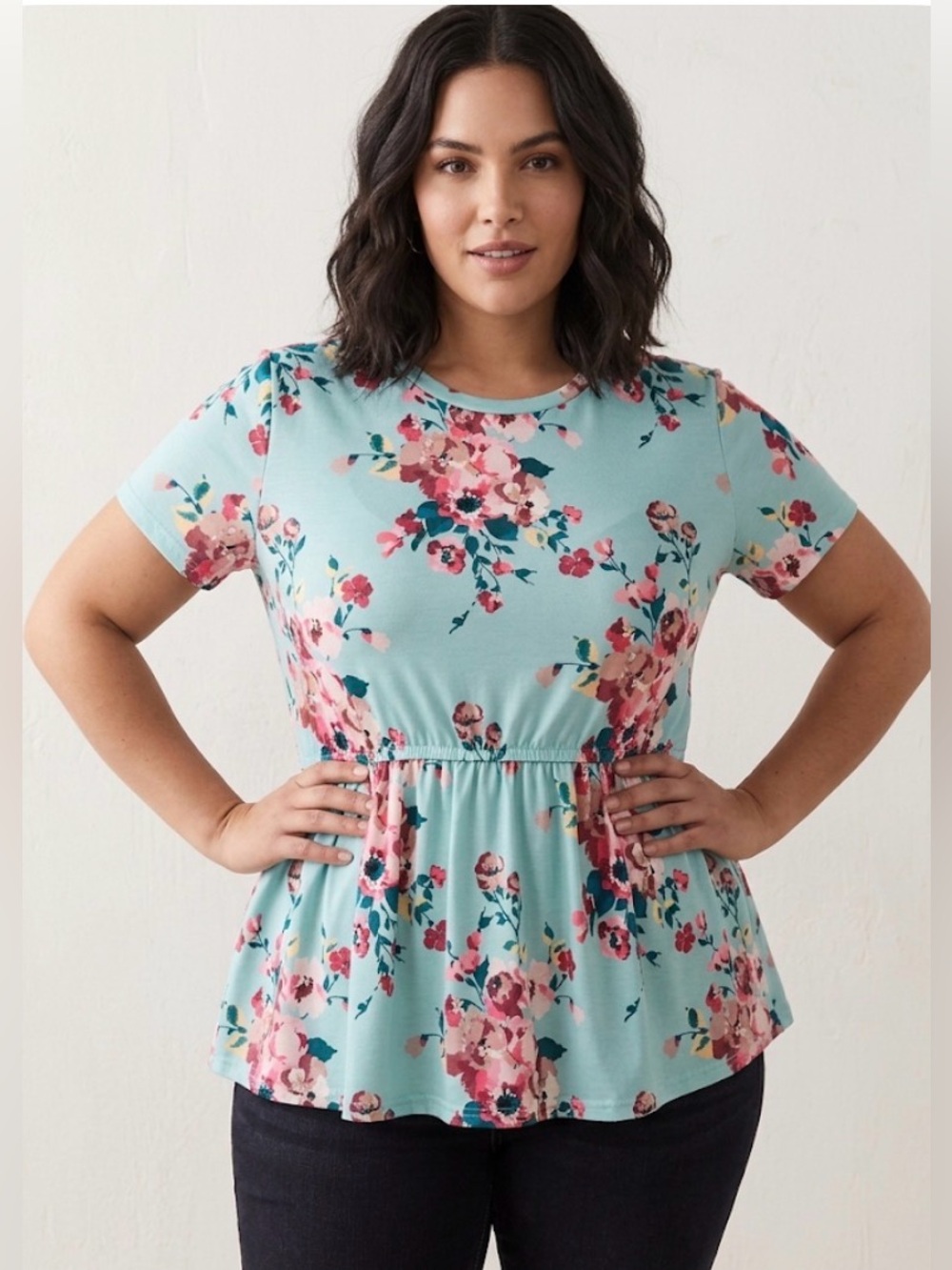 For G and PL Floral Peplum Top